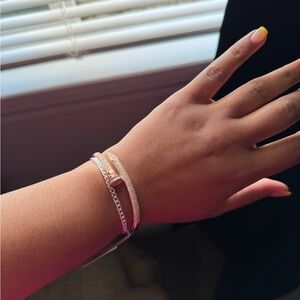 Source Unknown Rose Gold Pavé Nail Bangle Bracelet